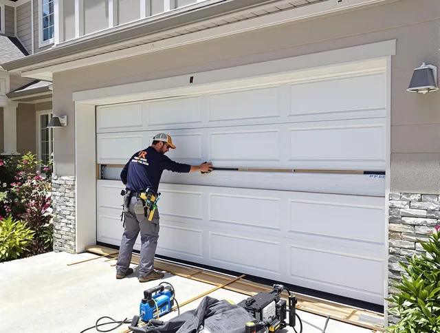 Willimantic Garage Door Repair team performing complete garage door replacement at Willimantic residence