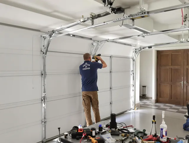 Willimantic Garage Door Repair certified technician performing precision garage door repair in Willimantic