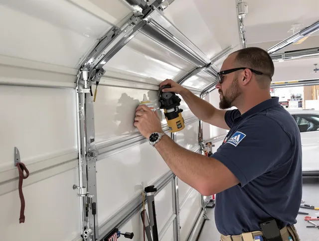 Willimantic Garage Door Repair technician quieting a noisy garage door in Willimantic