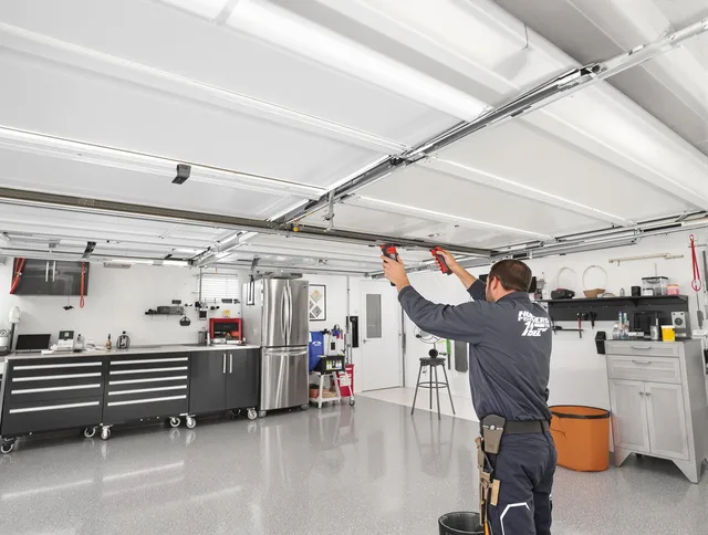 Overhead garage door repair service by Willimantic Garage Door Repair in Willimantic
