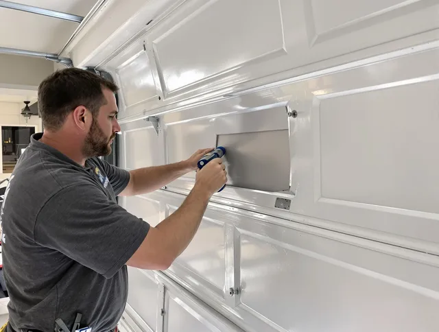 Garage door panel repair by Willimantic Garage Door Repair in Willimantic