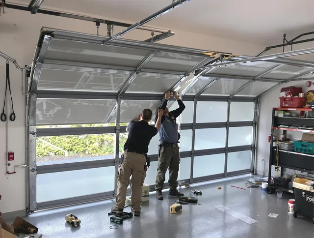 Willimantic Garage Door Repair expert performing precise panel replacement on Willimantic garage door